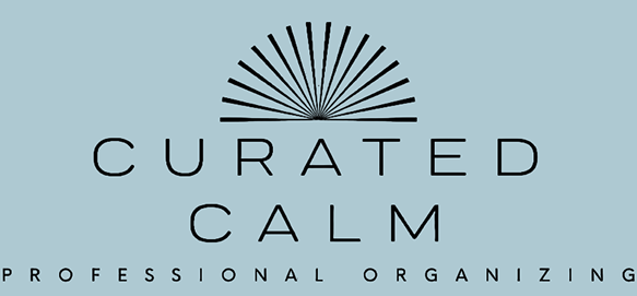 Curated Calm logo with sunburst design.